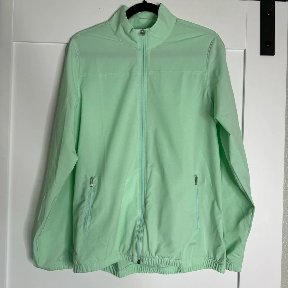 Adidas mint green full zip athletic jacket